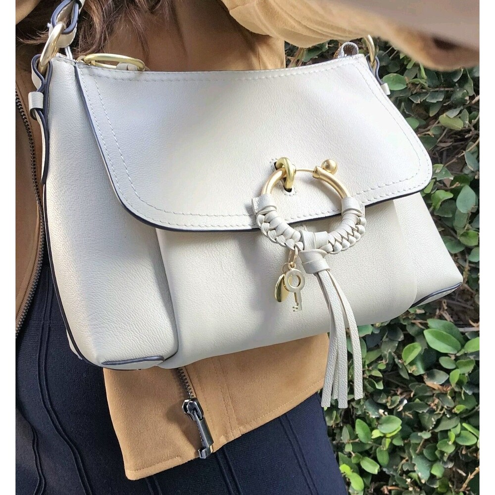 See by Chloe Leather Cement Beige Shoulder Bag Crossbody Bag Retail $595 New
